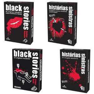 Kit 4 Jogos Histórias Sinistras Meninas Malvadas, Amores Fatais, Crimes Reais e Black Stories - Galápagos