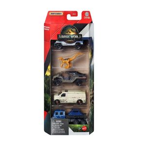 Matchbox Jurassic World 4 Carros e 1 Dinossauro - Mattel