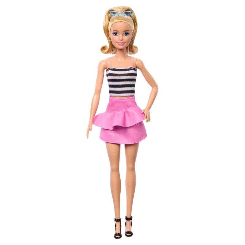 Barbie 65 Anos com Blusa Listrada e Saia - Mattel 1