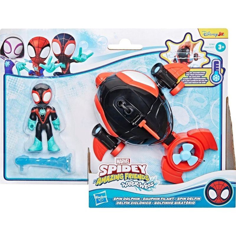 Figura e Ve culo Marvel waterwebs Golfinho Girat rio - Hasbro 2