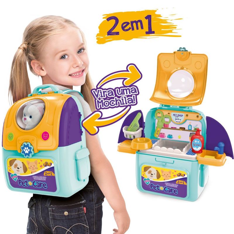 Adotados Mochila Pet Care 2 em 1 com Acess rios e Pel cia - Fun Divirta-se 0