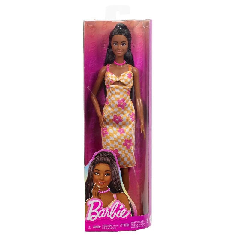 Barbie Fashionista Vestido Xadrez com Flores - Mattel 1