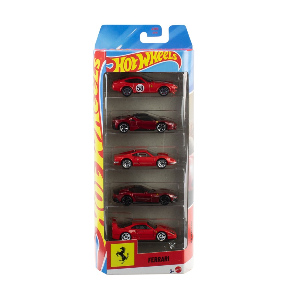 Hot Wheels Ferrari Pacote com 5 Carros - Mattel