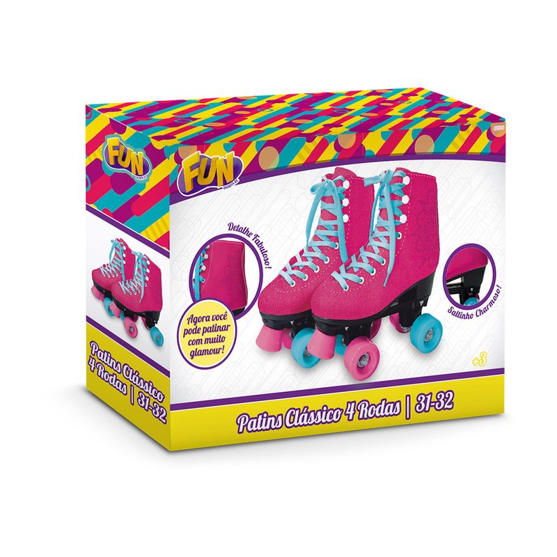 Patins-Classico-Rosa-4-Rodas-31-32---Fun-Divirta-se