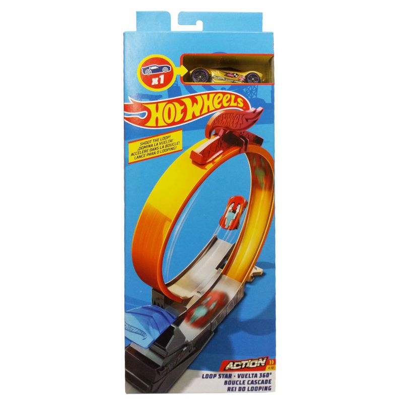 Pista Hot Wheels Loop Star Vuelta 360 Rei do Looping Mattel - Azul