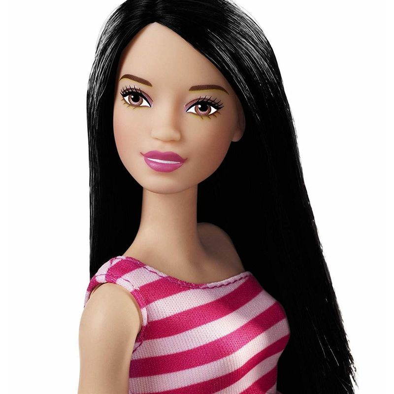 Barbie-Fashion-and-Beauty-Vestido-Listrado-Rosa---Mattel
