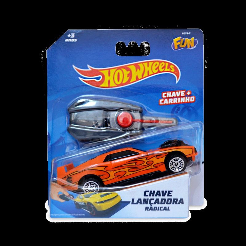 Carro Hot Wheels com Chave Lançador Azul - Fun Divirta-se