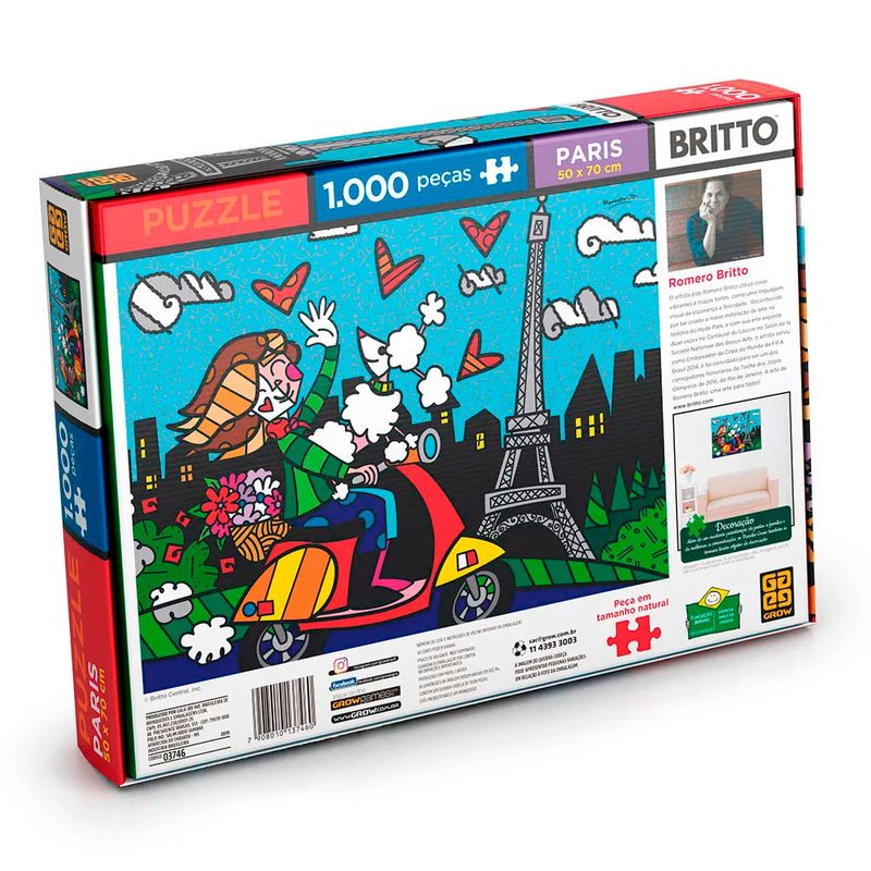 Jogo Puzzle Quebra Cabeça 1000 Peças Romero Britto Grow na