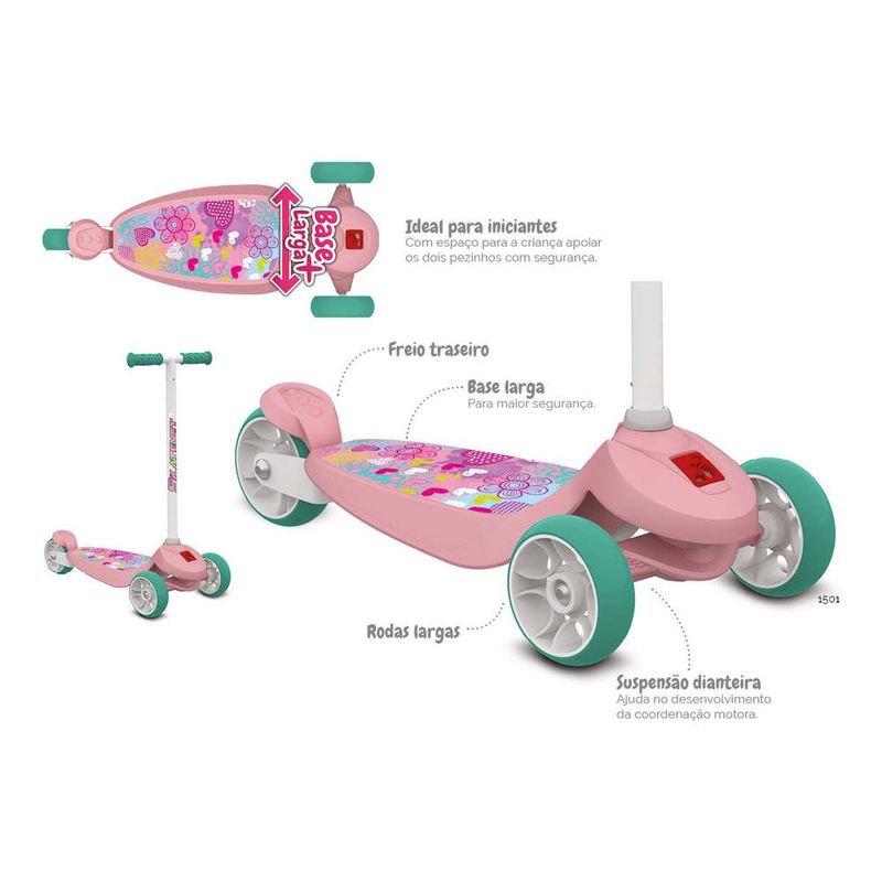 Patinete-Skatenet-Kid-Flower-Rosa---Bandeirante
