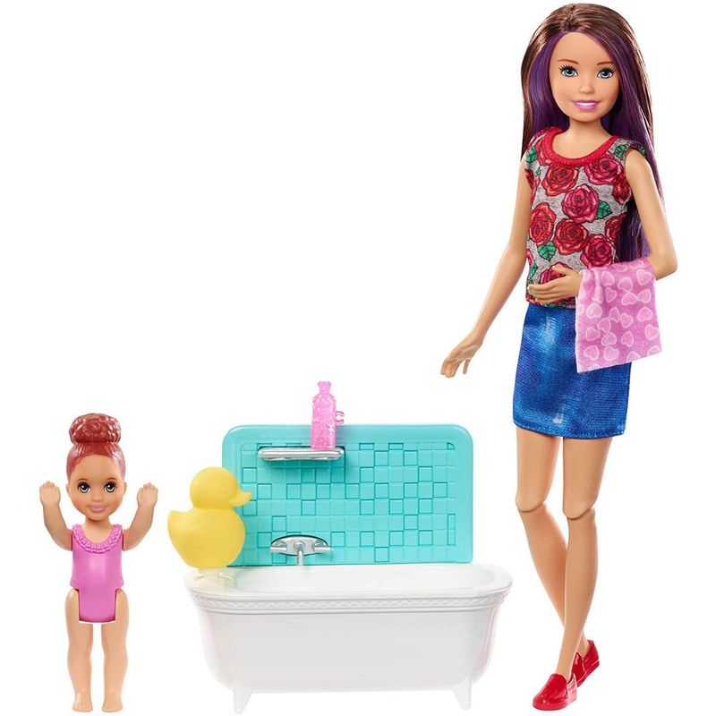 Barbie-Skipper-BabySitter-Hora-do-Banho-Mechas-Roxas--Mattel-