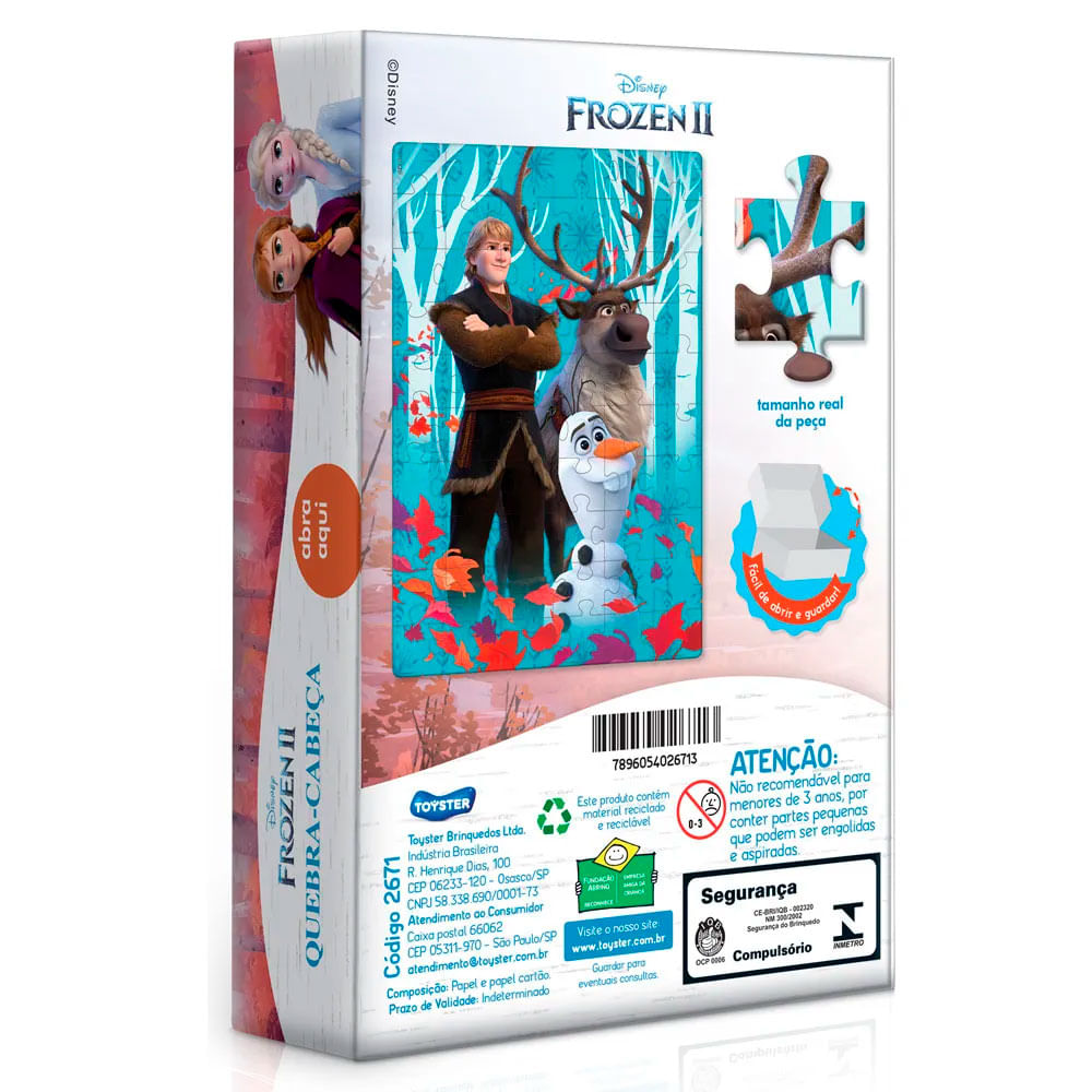Quebra-Cabeça Puzzle 60 Peças - Frozen II - Anna - Toyster