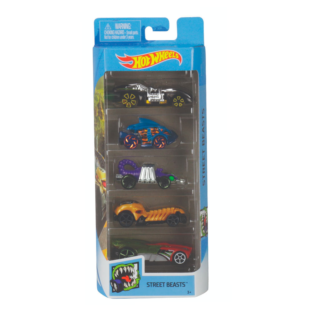 Hot Wheels Pack 5 Carros Street Beasts - Mattel - Loja ToyMania