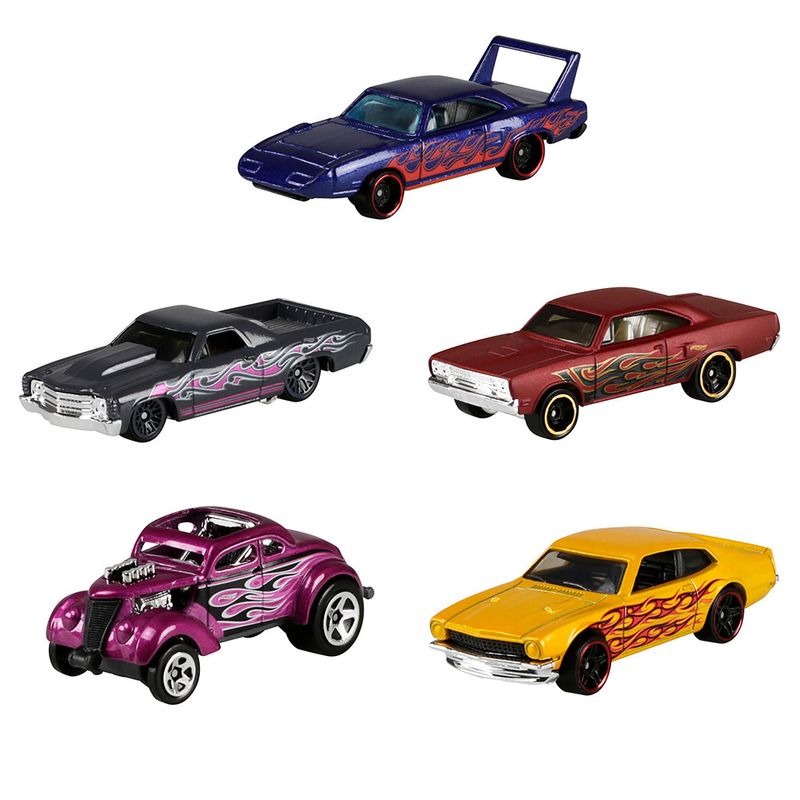 Kit 5 Carrinhos - Hot Wheels - Hw Flames - Dvf91 em Promoção na