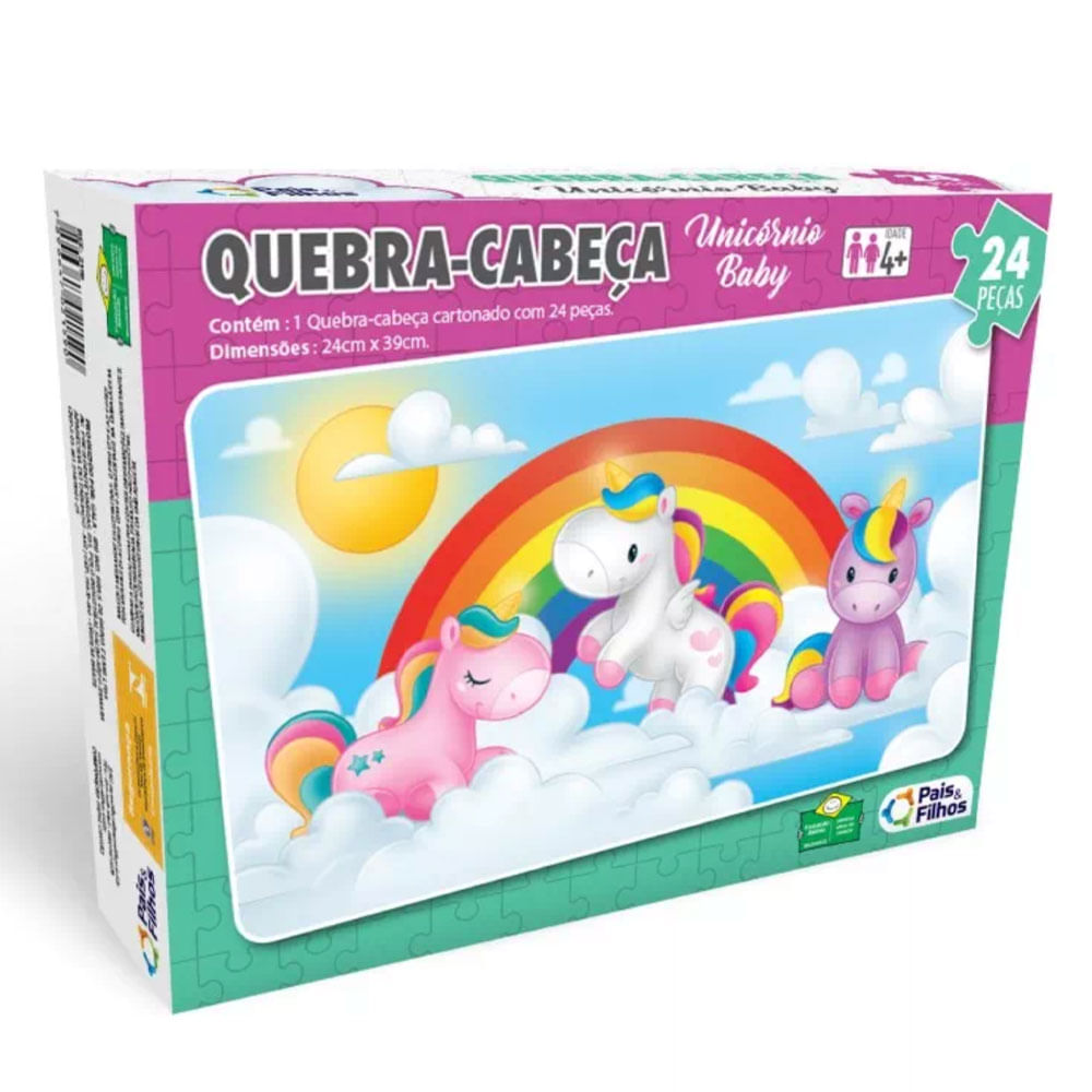 Jogo Quebra Cabeça Infantil Unicórnio Rainbow 150 Peças Meninas