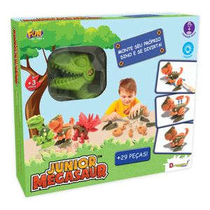 Junior Megasaur Monte Seu Dino Raptor Verde - Fun Divirta-se
