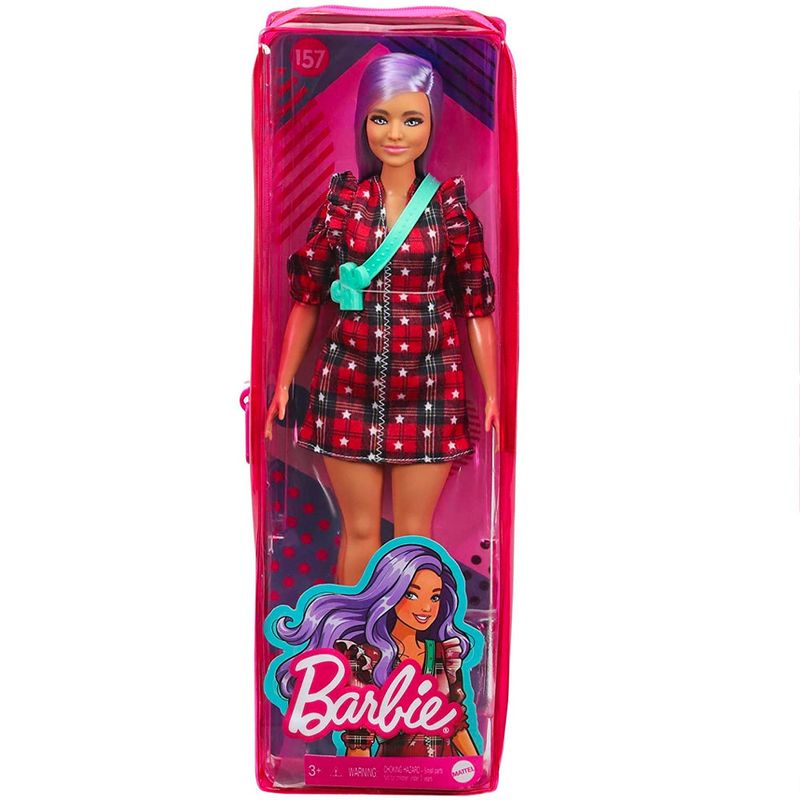 Barbie-Fashionistas-Vestido-Xadrez-e-Cabelo-Lilas---Mattel
