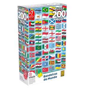 Quebra Cabeça Bandeiras Do Mundo 200 Peças - Grow