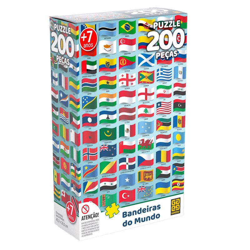 Quebra-Cabeca-Puzzle-Bandeiras-Do-Mundo-200-Pecas---Grow