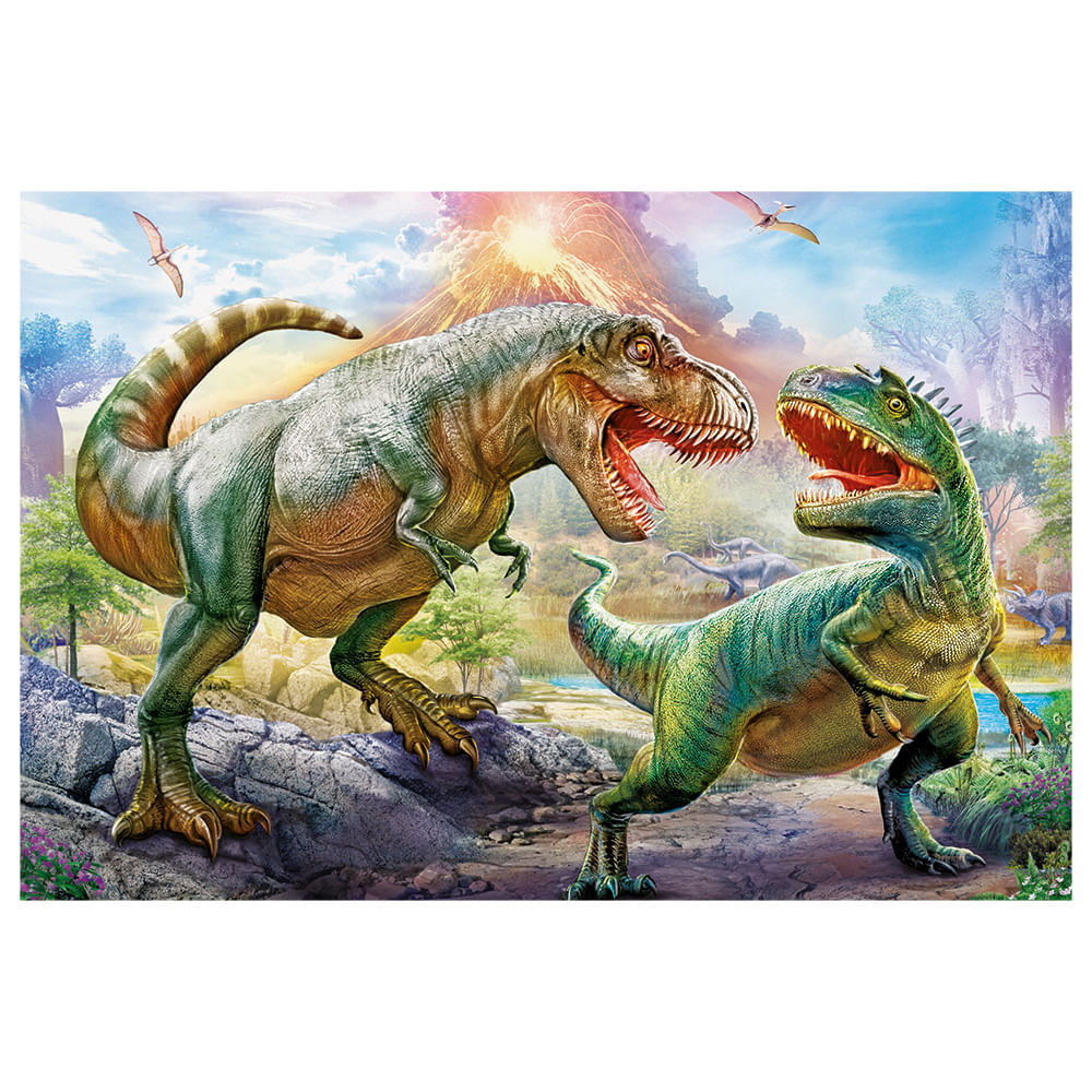 Jogo De Quebra Cabeça Batalha Dos Dinossauros C/ 200 Pç Grow