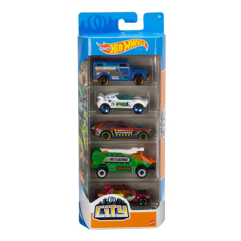 Hot-Wheels-City-Pack-Com-5-Carrinhos---Mattel