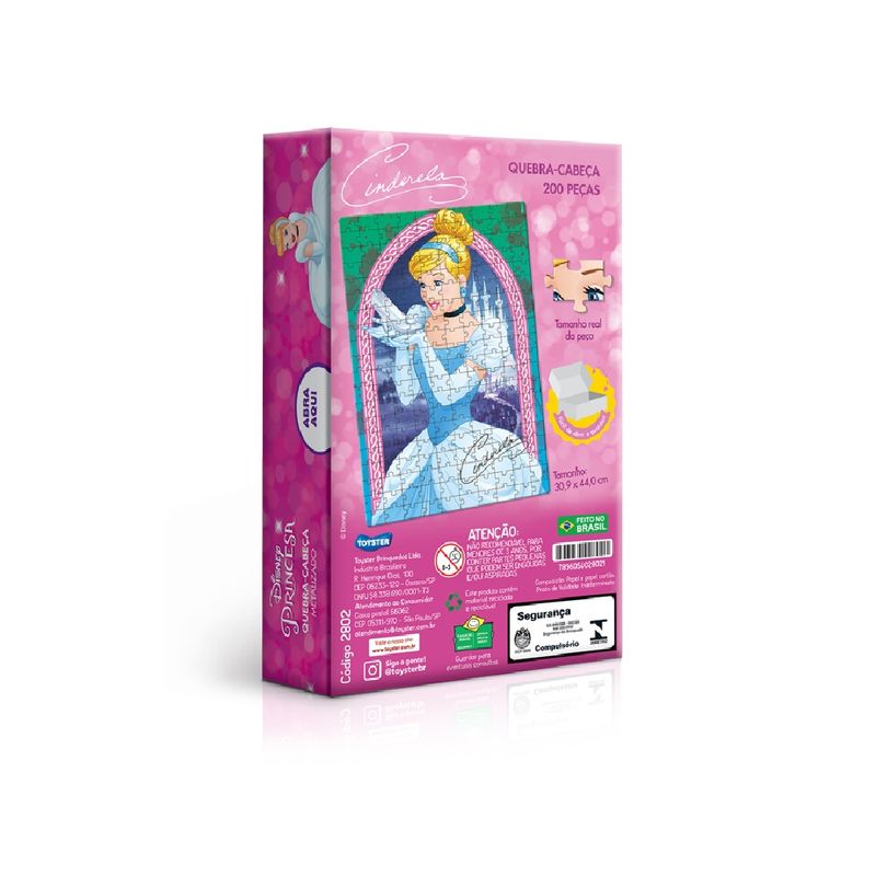 Quebra-Cabecas-Cinderela-200-Pecas-Metalizado---Toyster