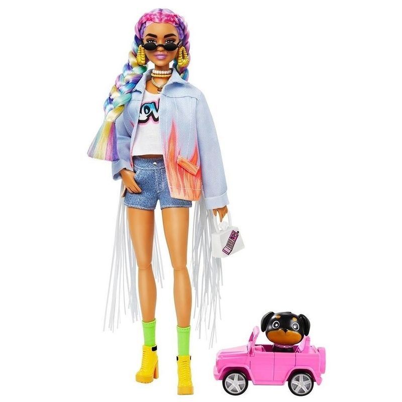 Barbie-Fashionista-Trancas-De-Arco-Iris-Com-Pets---Mattel