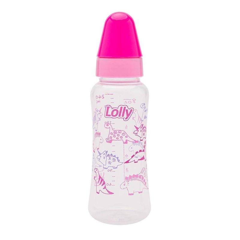 Mamadeira-Bico-Silicone-Redondo-Rosa-250ml---Lolly-Baby