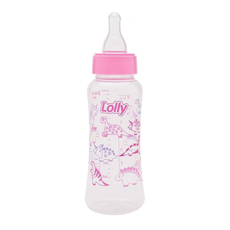 Mamadeira-Bico-Silicone-Redondo-Rosa-250ml---Lolly-Baby