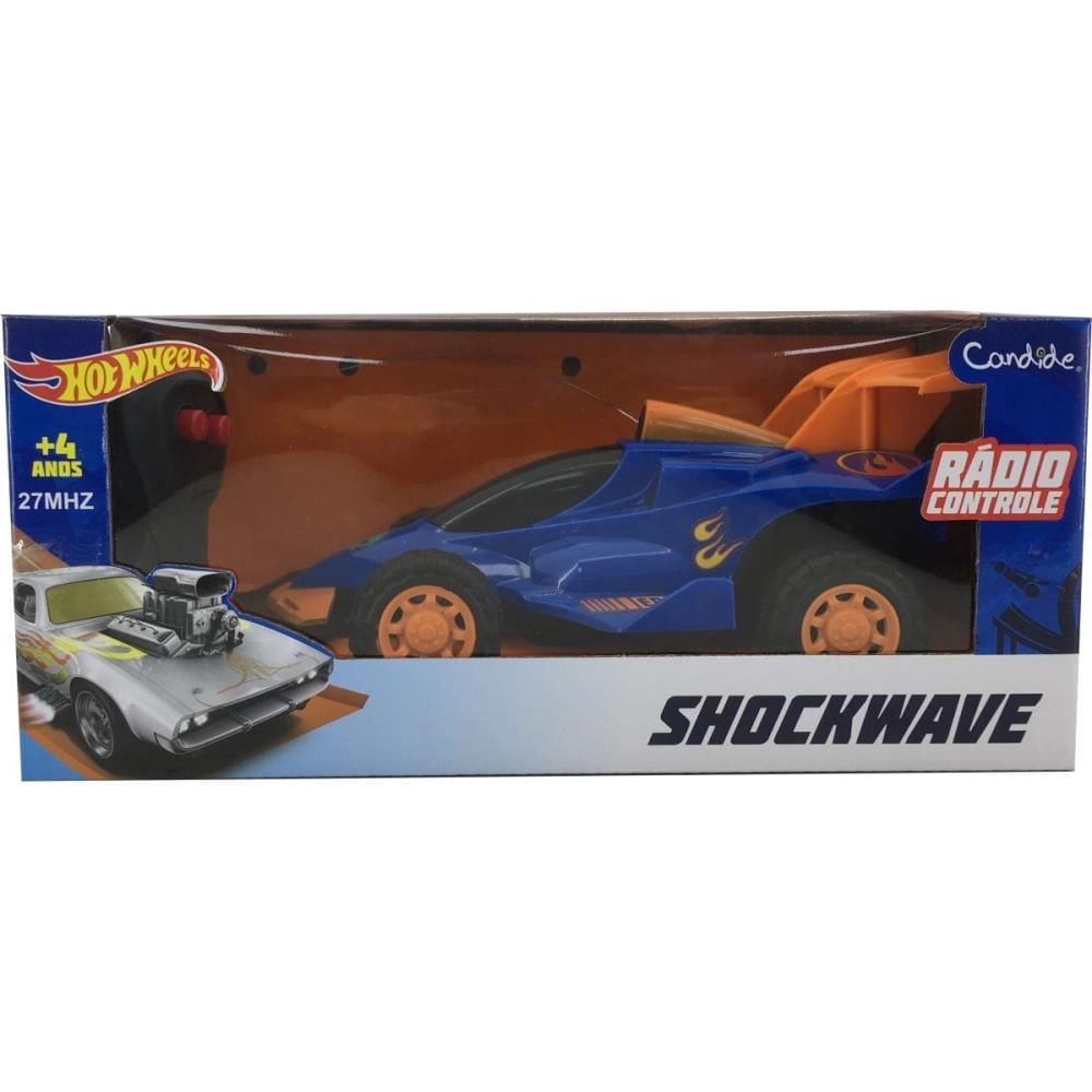 Carrinho Controle Remoto Hot Wheels Shockwave Azul - Candide