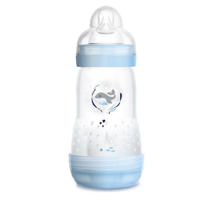Mamadeira-First-Bottle-Baleia-Azul-260ml---Mam-Baby