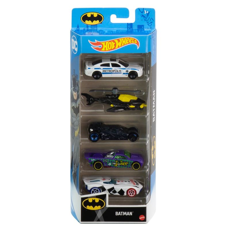 Carrinho Hot Wheels Pack Cartela C/ 5 - Edição Batman Mattel