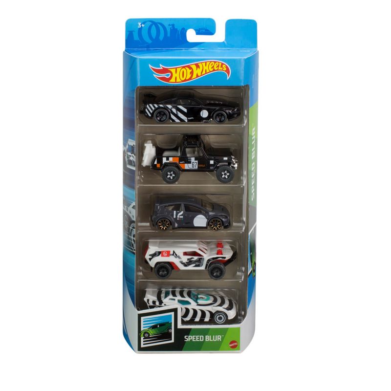 Hot-Wheels-Pack-5-Carros-Speed-Blur---Mattel