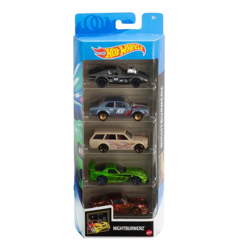 Hot-Wheels-Pack-5-Carros-Nightburnerz---Mattel