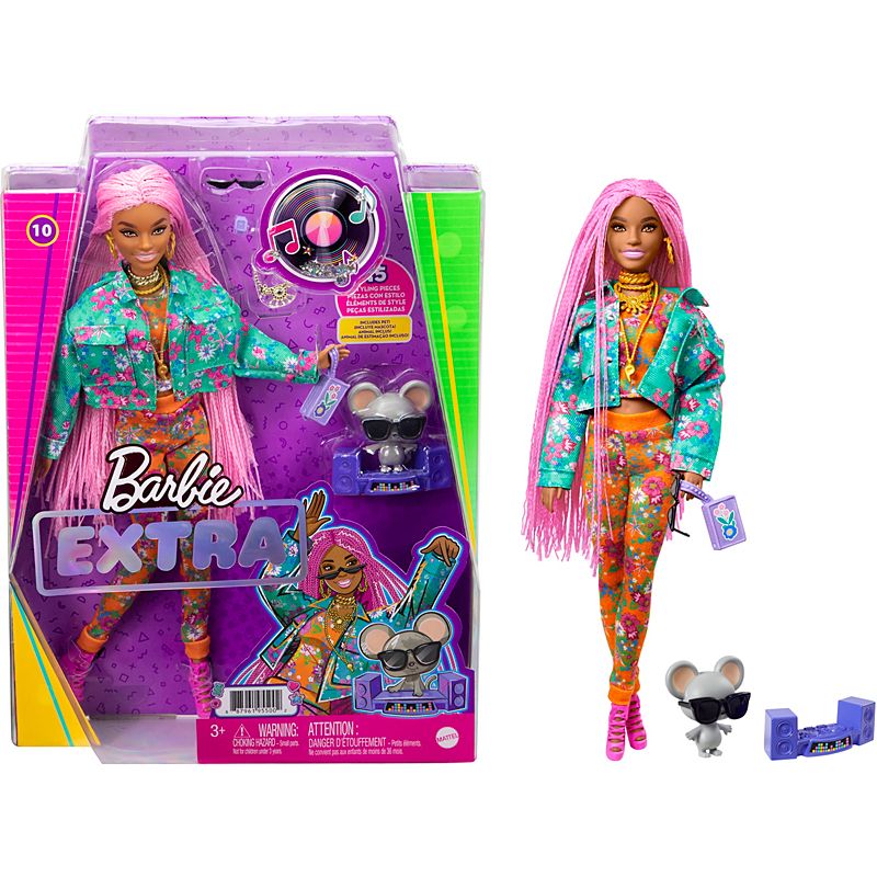 Barbie-Extra-Doll-Trancas-Rosas-DJ-Mouse-Pet---Mattel