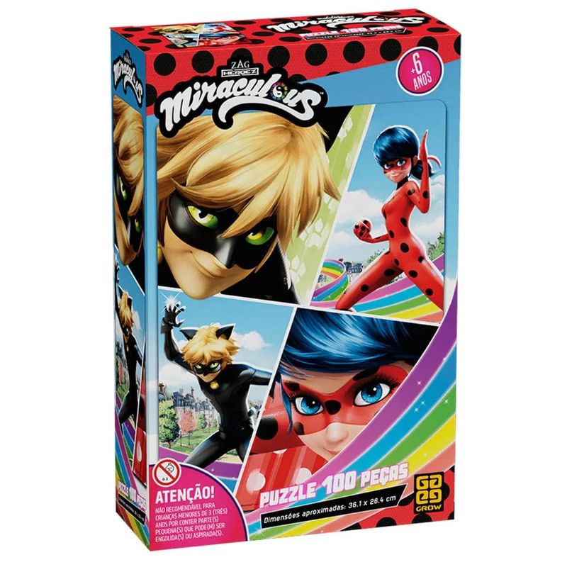 QuebraCabecaMiraculous100PecasGrow