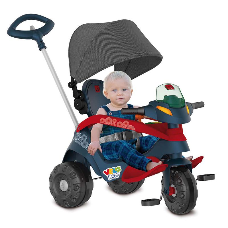 Triciclo-Velobaby-Reclinavel-Capota-Passeio-e-Pedal-Azul---Bandeirante
