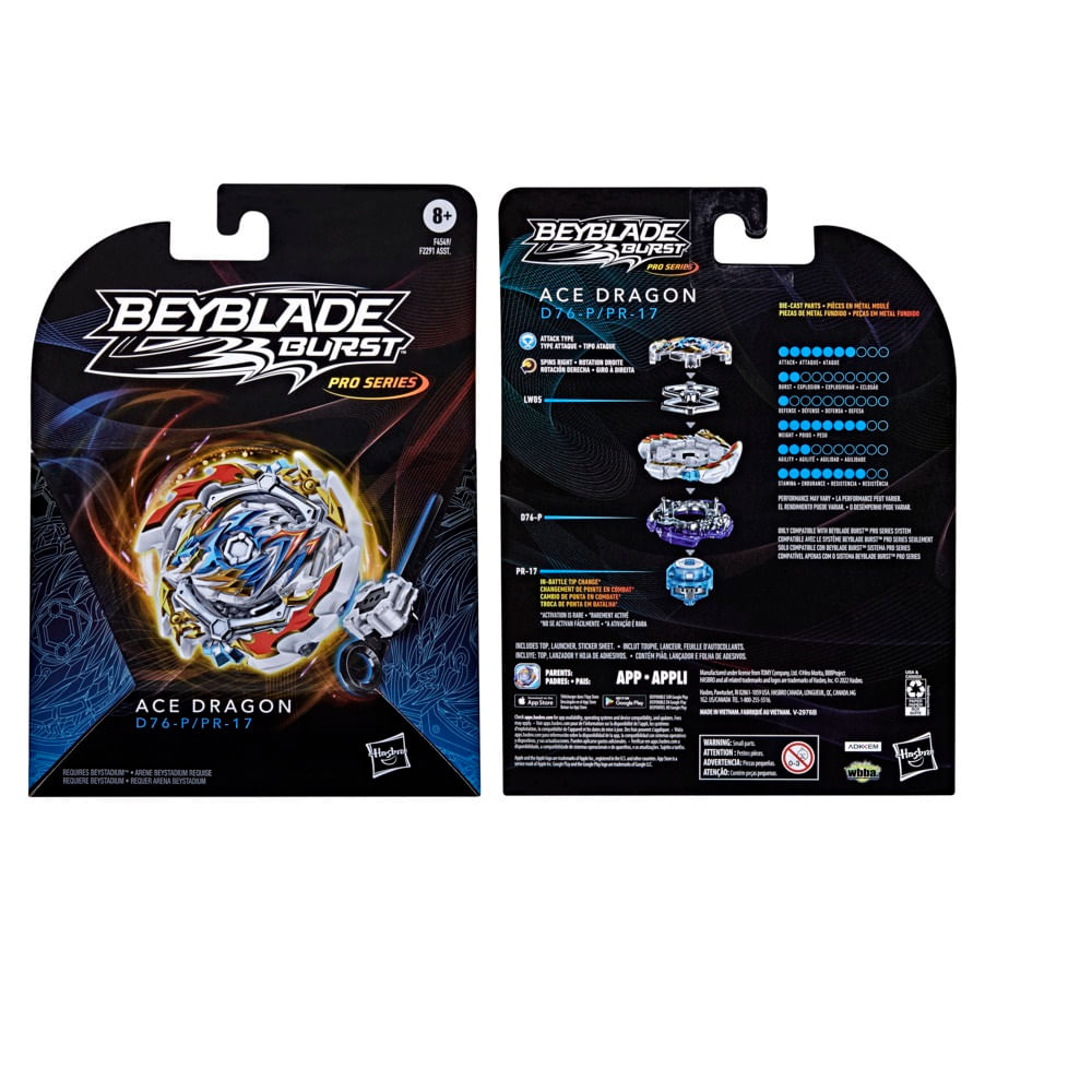 Beyblade Burst Original Hasbro Ace Dragon com Estojo - Pião de