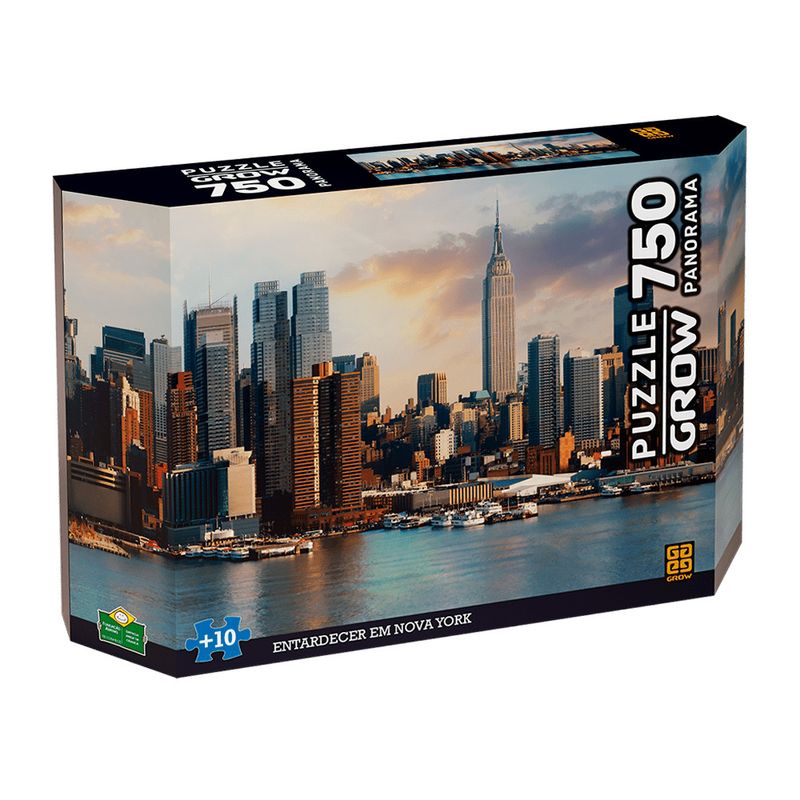 Puzzle-750-Pecas-Panorama-Entardecer-em-Nova-York---Grow