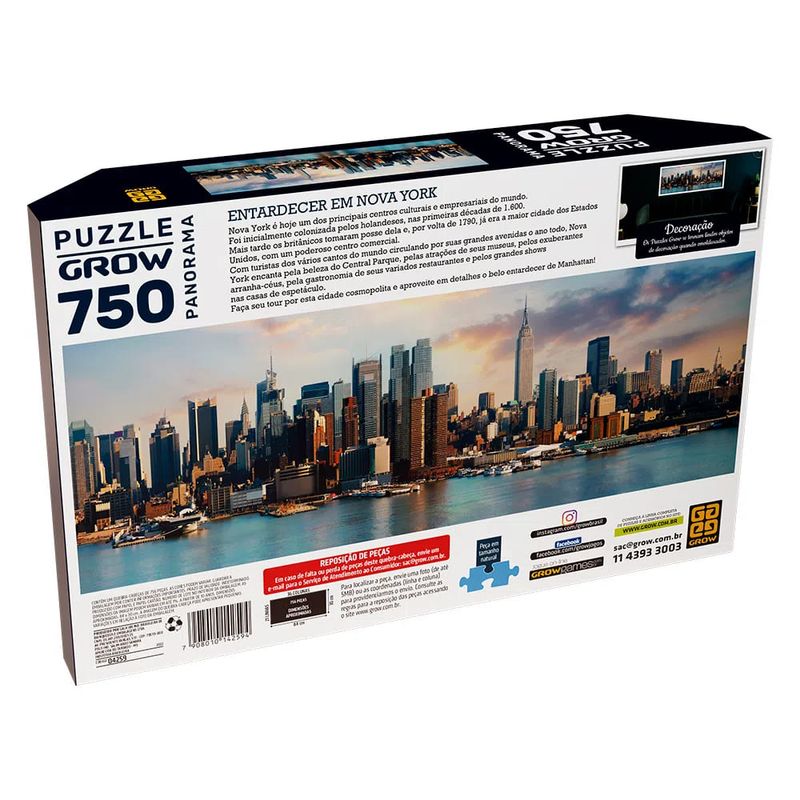 Puzzle-750-Pecas-Panorama-Entardecer-em-Nova-York---Grow