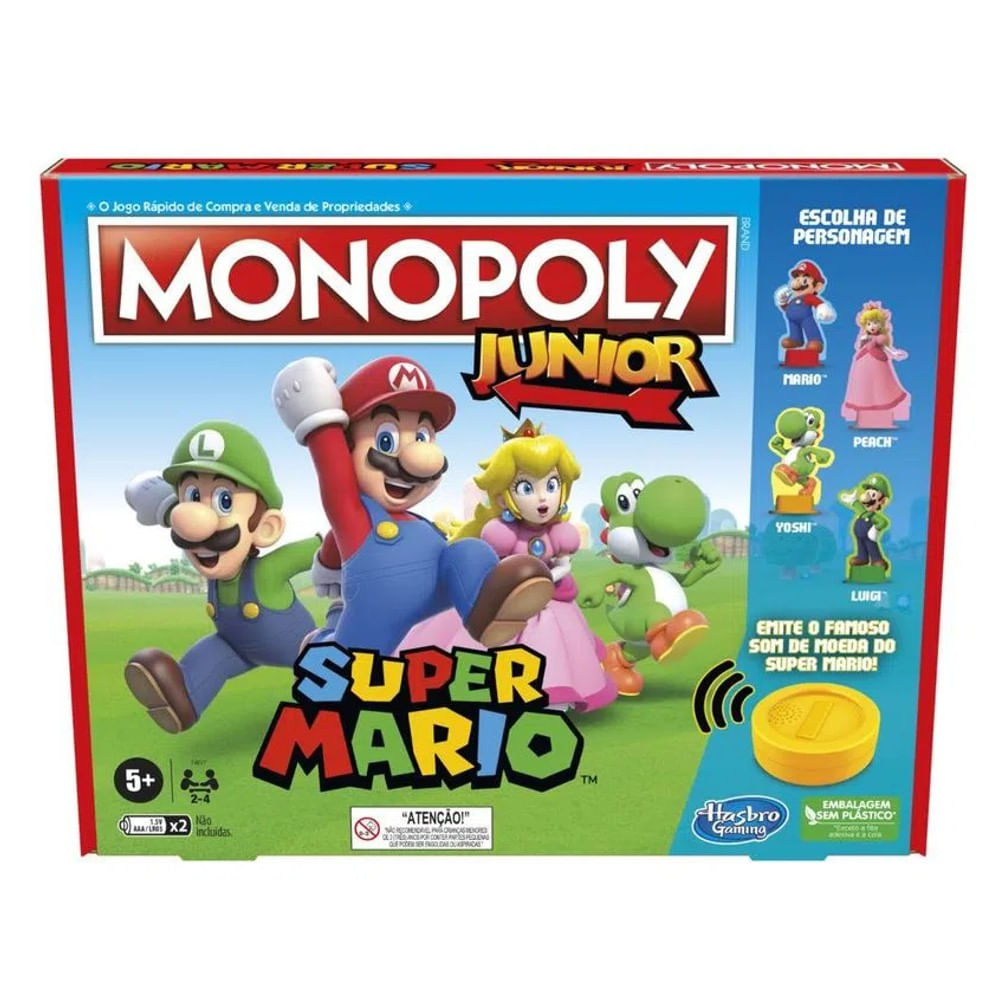 Jogo Monopoly Junior Super Mario Efeitos Sonoros - Hasbro - Loja ToyMania