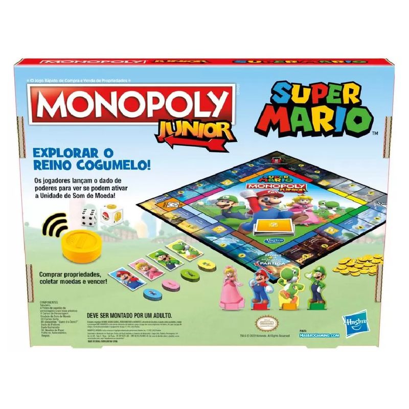 Jogo Monopoly Junior Super Mario Efeitos Sonoros - Hasbro - Loja ToyMania