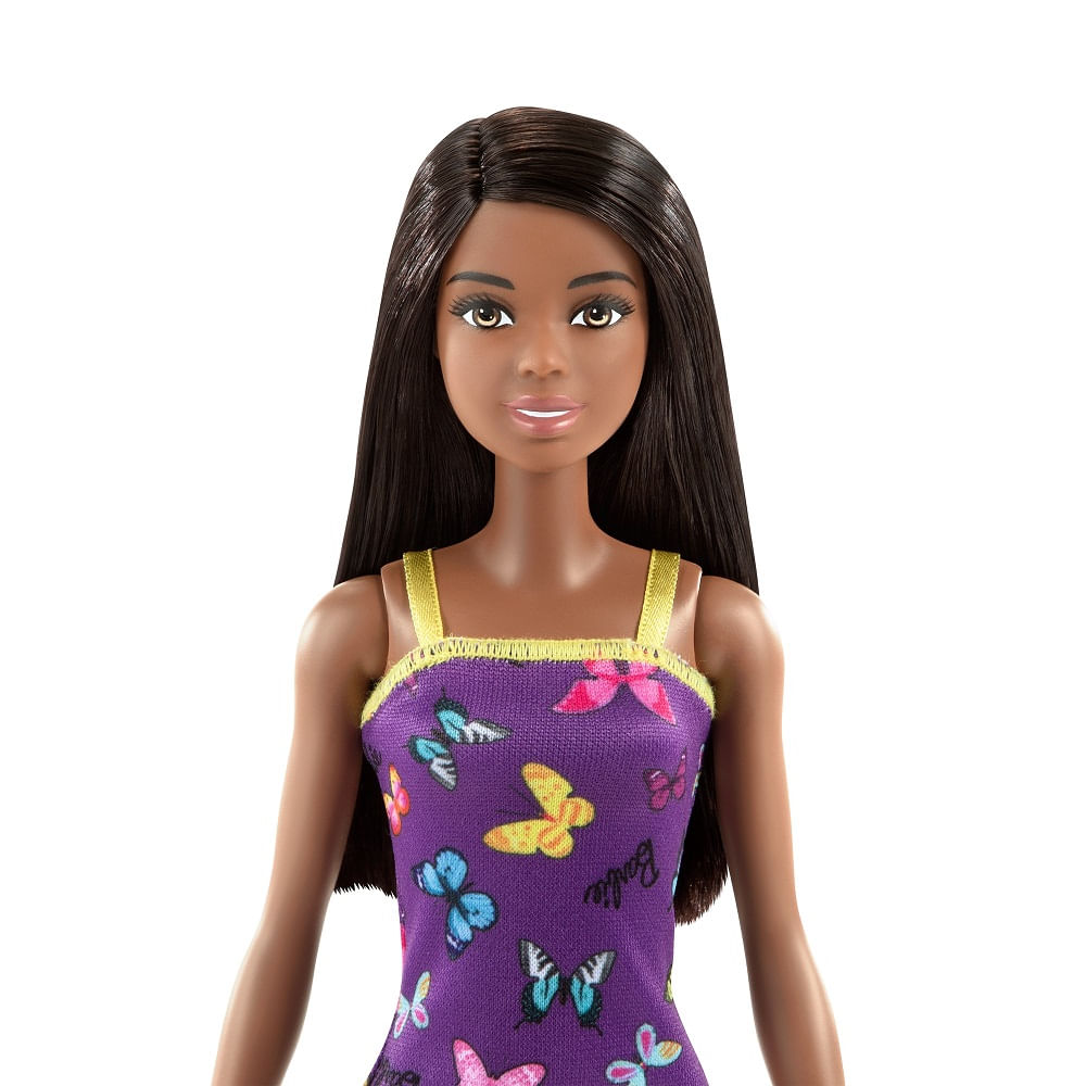 Boneca Barbie Fashion Básica Vestido Borboletas Mattel : :  Brinquedos e Jogos