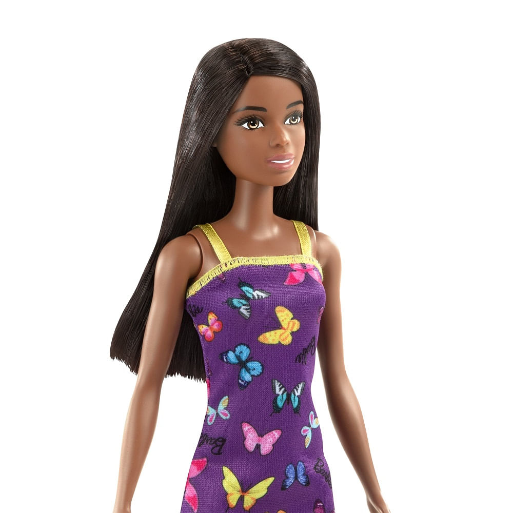 Boneca Barbie Fashion Básica Vestido Borboletas Mattel : :  Brinquedos e Jogos