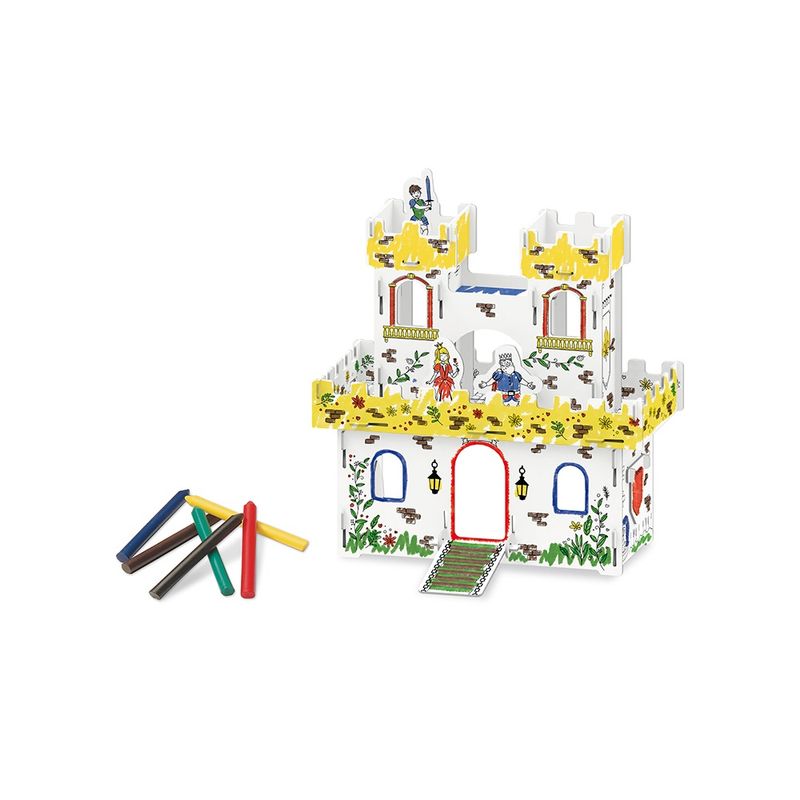 Playset-Castelo-Medieval-3D-para-Colorir---Xalingo