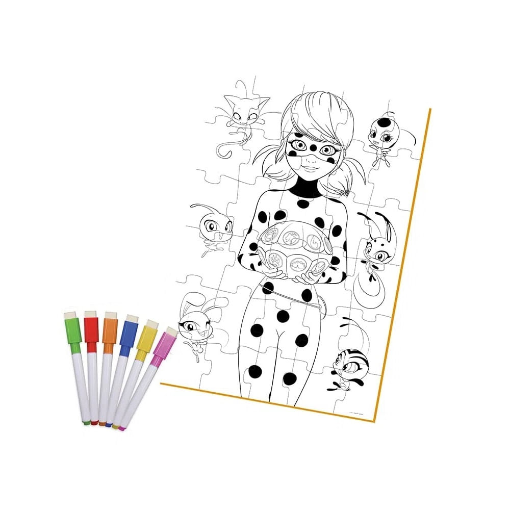 Quebra-Cabeça Infantil LadyBug Para Colorir 30 Peças Madeira Reflorestada  +3 Anos Canetinhas com Apagador Xalingo 55021 - Quebra Cabeça - Magazine  Luiza