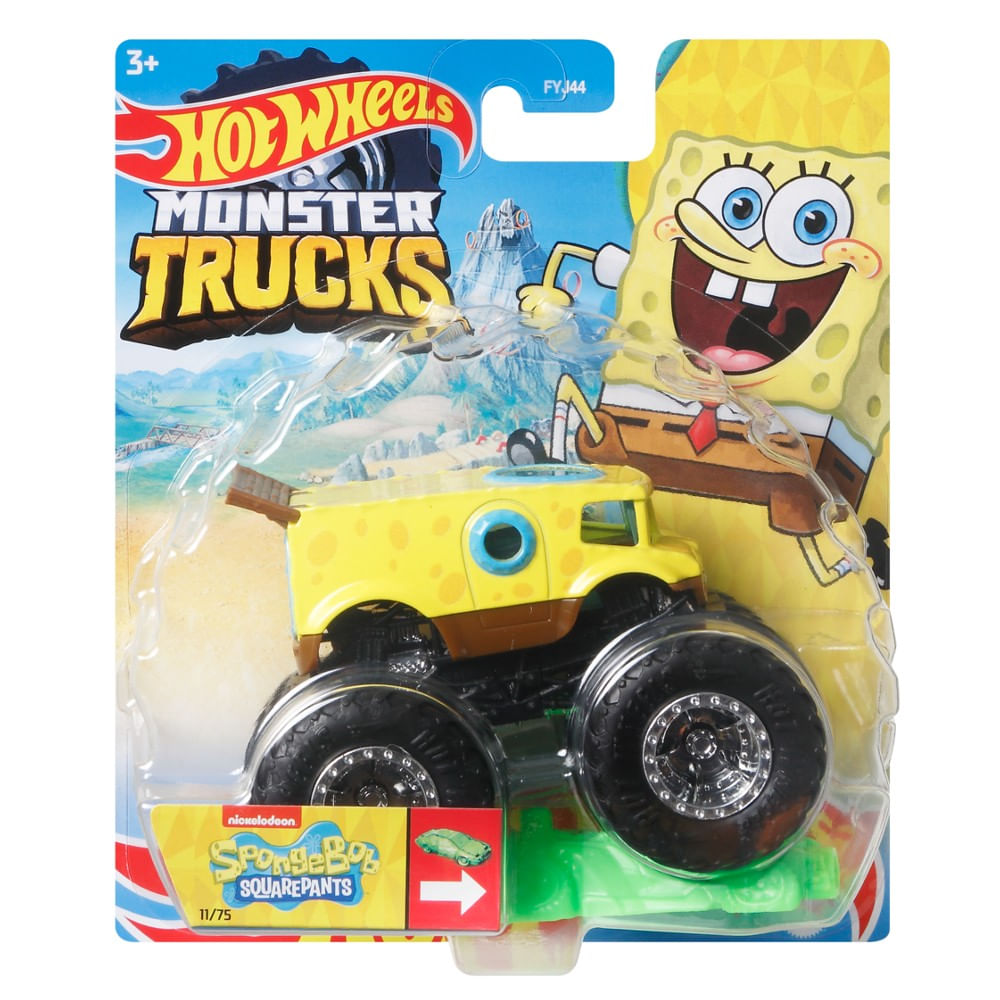 Hot Wheels Monster Trucks Bob Esponja Escala 164 Mattel Toymania Barão Distribuidor 8008