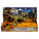 Jurassic-World-Dr.-Ian-Malcolm---Velociraptor---Mattel