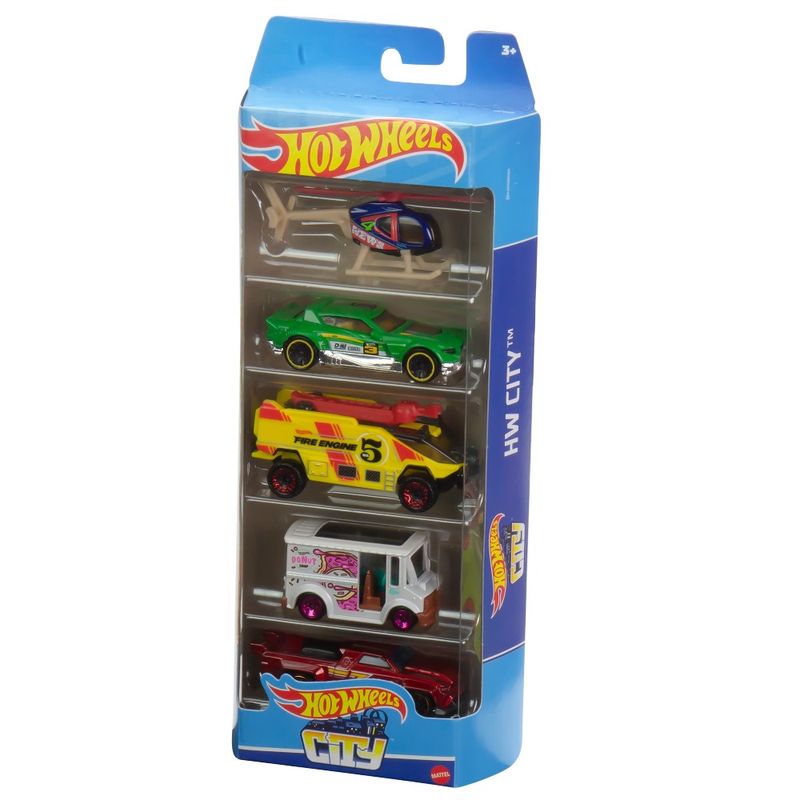 Hot-Wheels-Basics-Pack-com-5-Carros-City---Mattel