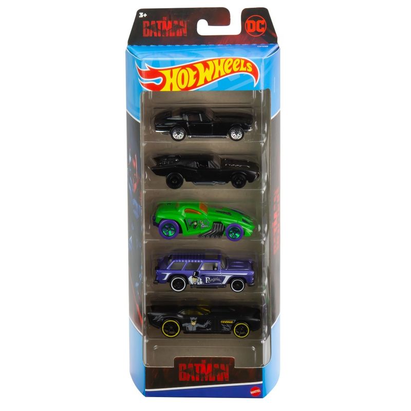 Hot-Wheels-Basics-Pack-com-5-Carros-Batman---Mattel