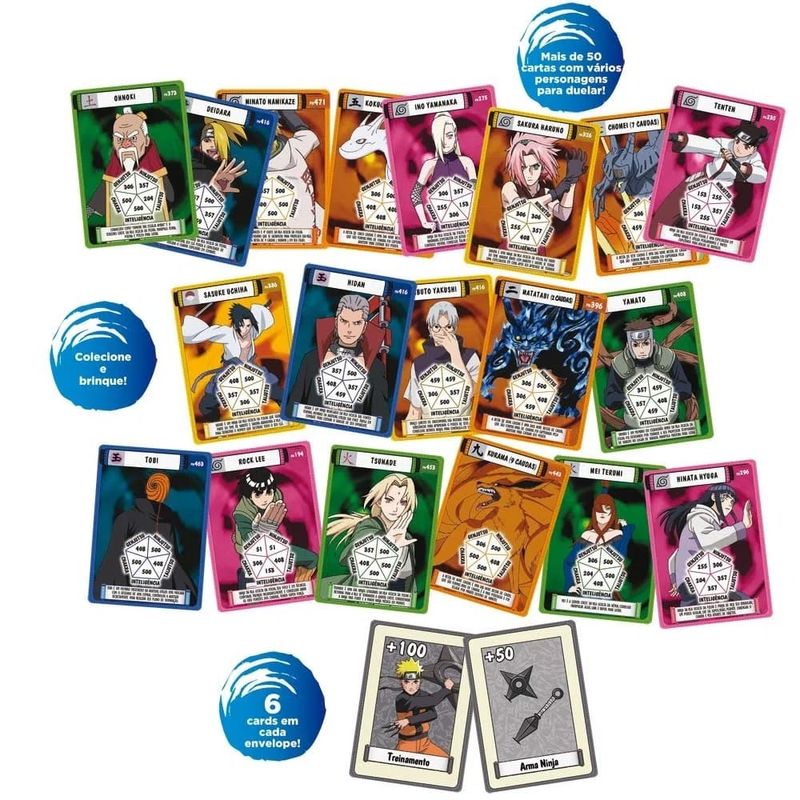 Kit-Cards-Colecionaveis-Naruto-Shippuden-15-Pacotes-Com-6-Un---Elka